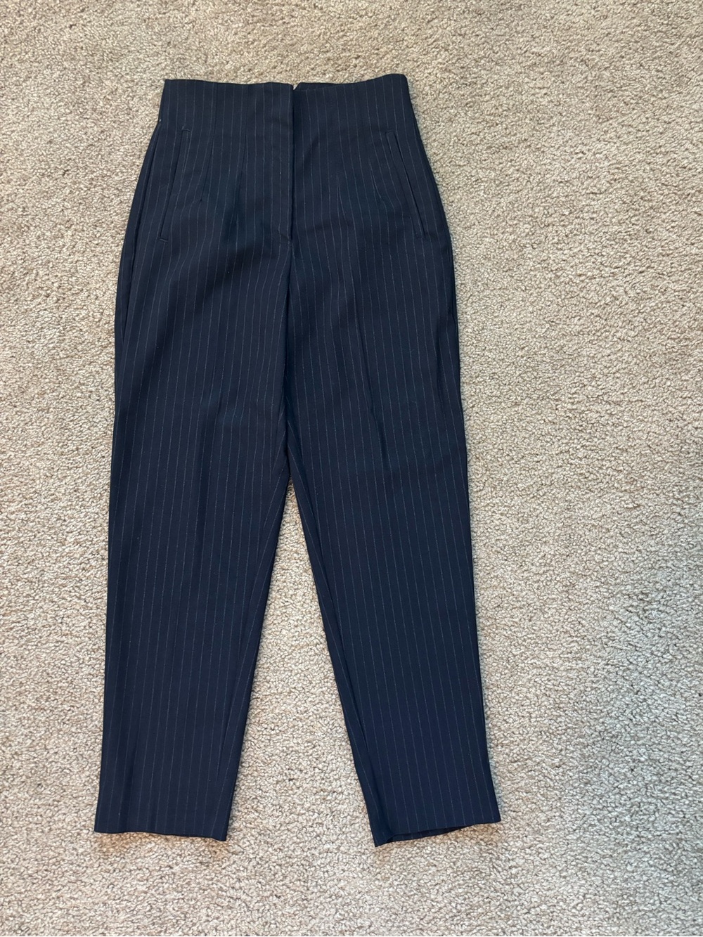 Zara Navy Pinstripe Trousers